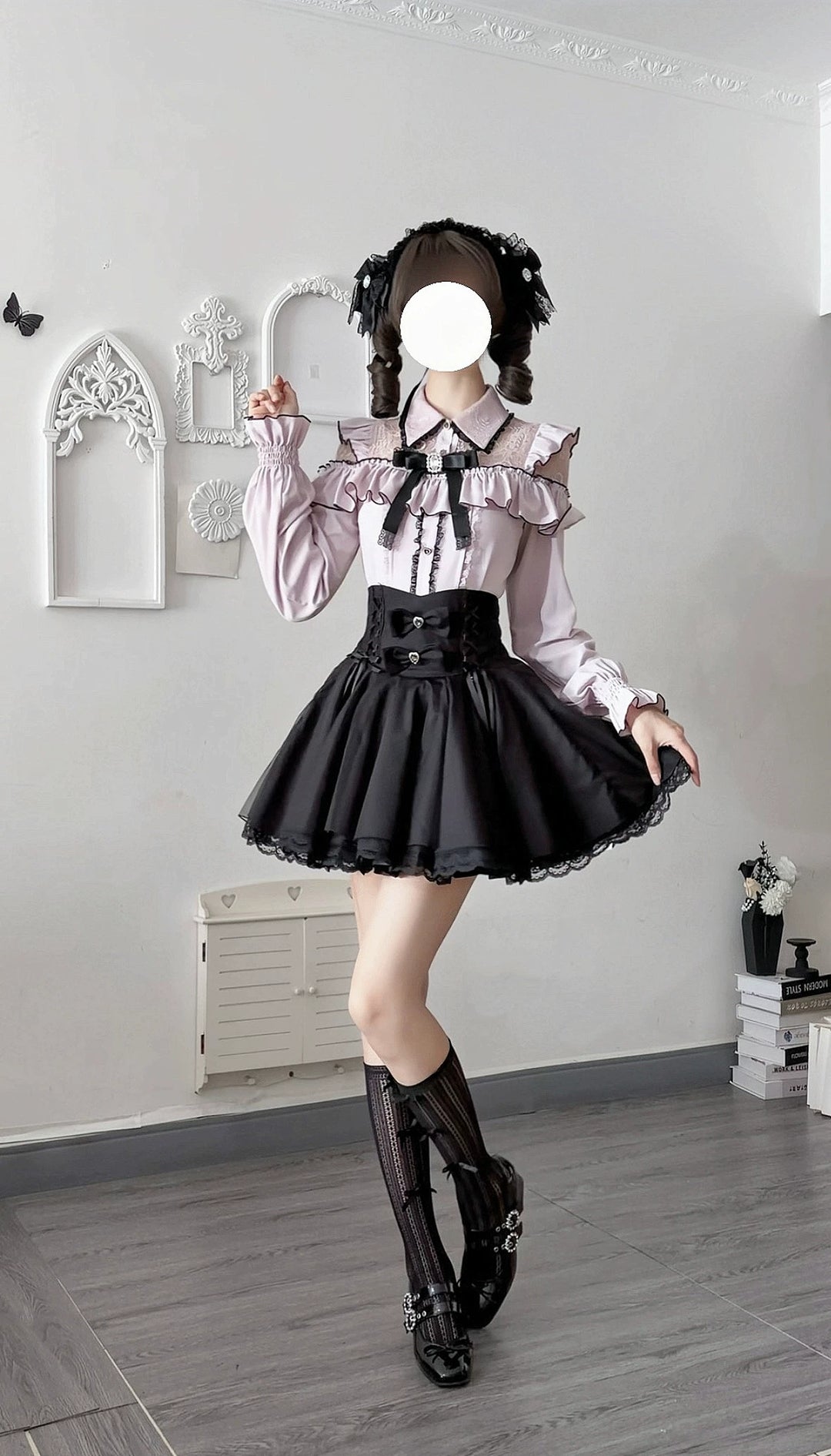 Seiso Kei Pink Blouse & Mermaid Skirt, Lace & Ruffles 45933:870773
