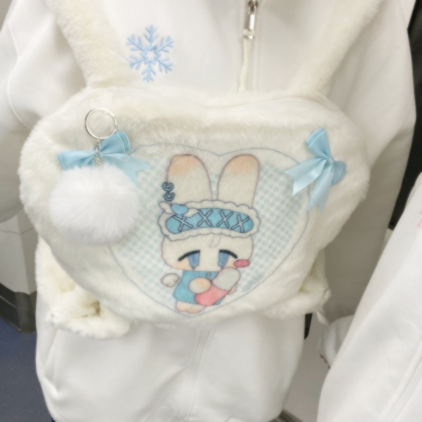 Jirai Kei Backpack White Heart Shape Double Sided Printed Bag 32932:436036