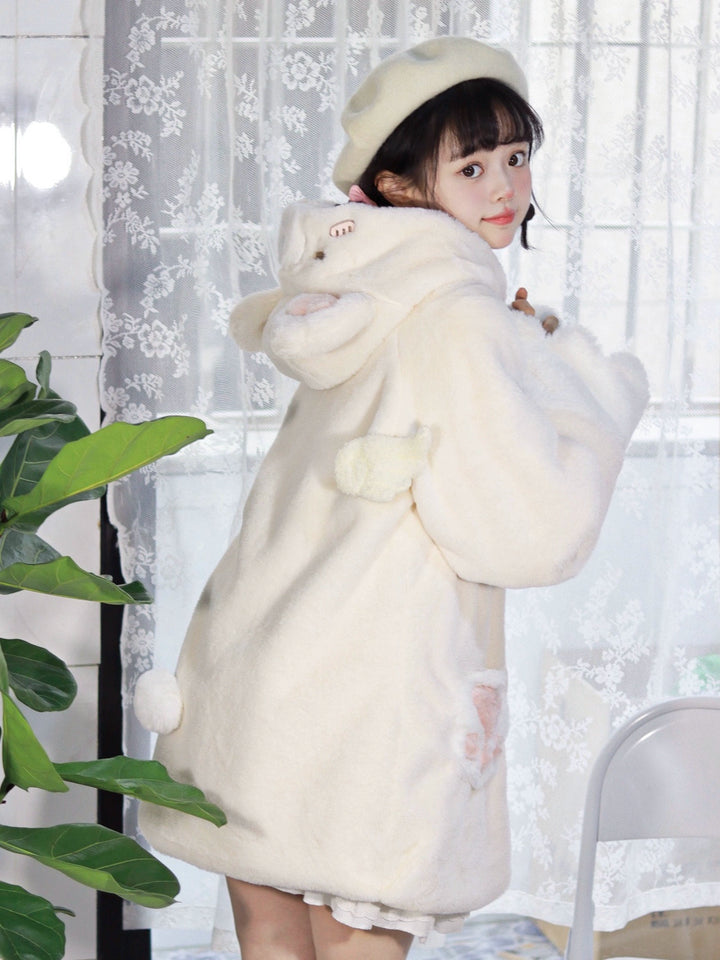 Lolita Plush Coat Bear Thick Cute Coat For Winter 32624:493378 32624:493378