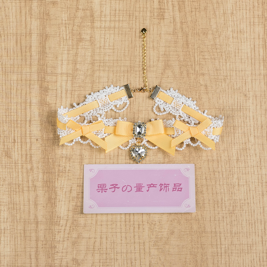 Jirai Kei Lace Choker, Detachable Faux Pearl Necklace 44010:793215