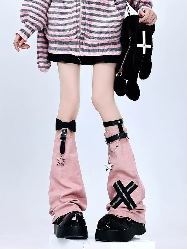 Punk Star-Chain Leg Warmers, Adjustable Garter Straps 45200:840188
