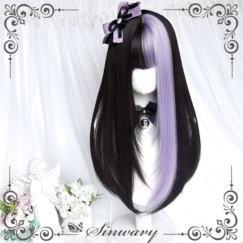 Jirai Kei Lolita Black And Purple Long Straight Wig 22038:318324