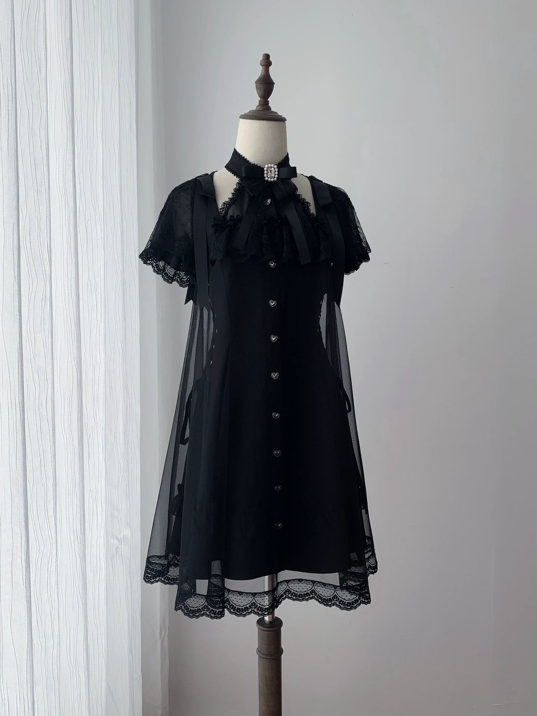 Jirai Kei Halter Neckline Dress, Tulle Overlay 45454:855436