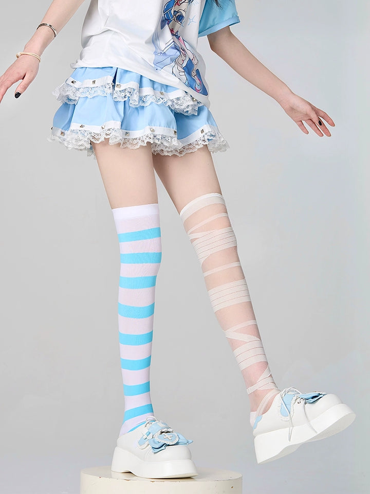 Lolita Thigh-high Socks Stockings Striped Socks Multicolor 38254:585946