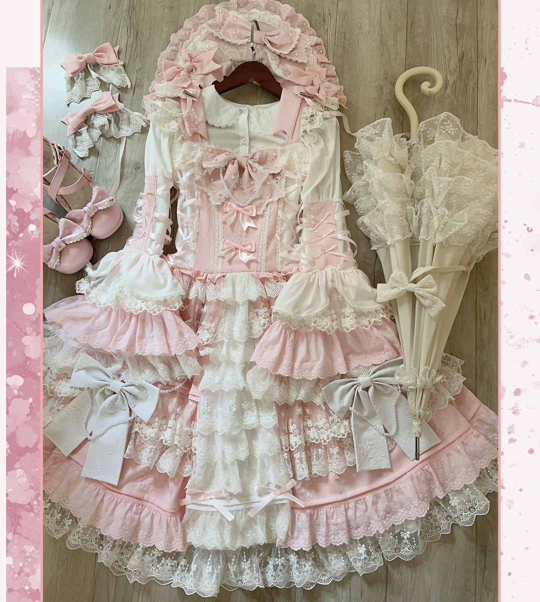 Sweet Lolita Pink JSK Doll-like Dress Princess Sleeve Blouse BNT 41170:697824