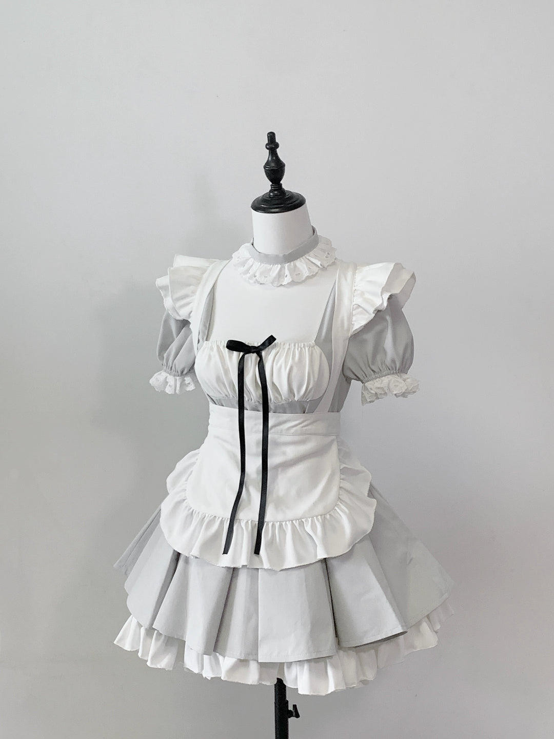 white apron dress Kawaii Maid Dress, Detachable White Apron Pink Dress + Apron + Choker / M