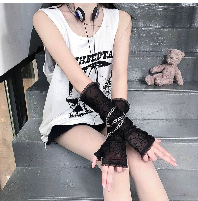 Gyaru Fashion Hand Cuff Punk Arm Sleeves Multicolores 36516:516428