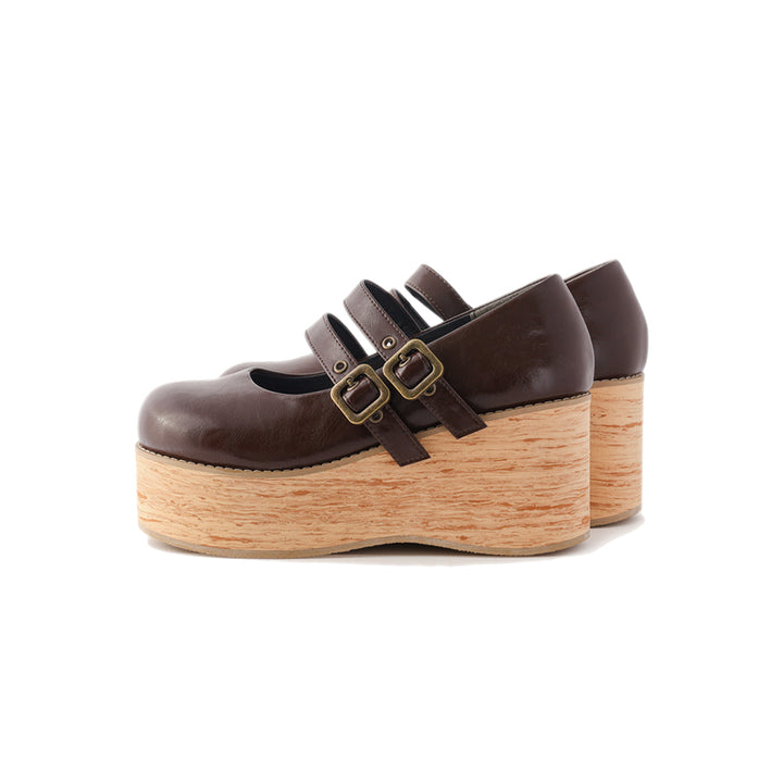 Retro-wooden Bottom Double Button Platforms Multicolor (34 35 36 37 38 39 40 41) 21784:318748 (34 35 36 37 38 39 40 41) 21784:318748