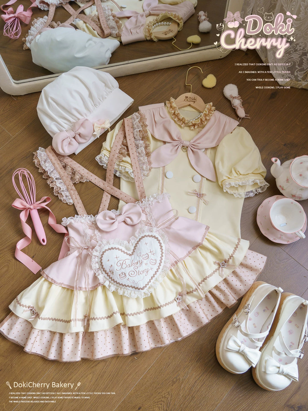 Kawaii Lolita Baker-Inspired Blouse, Suspender Skirt 44466:809182