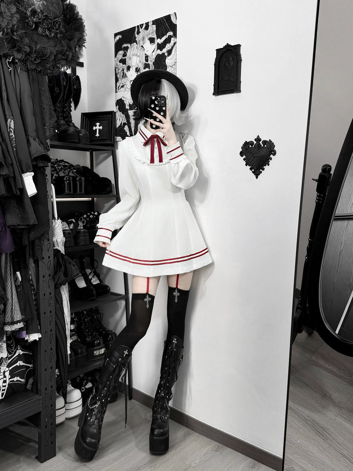 Japanese Style Cape Dress Set, Black & White (L M S XL XXL) 45264:844245
