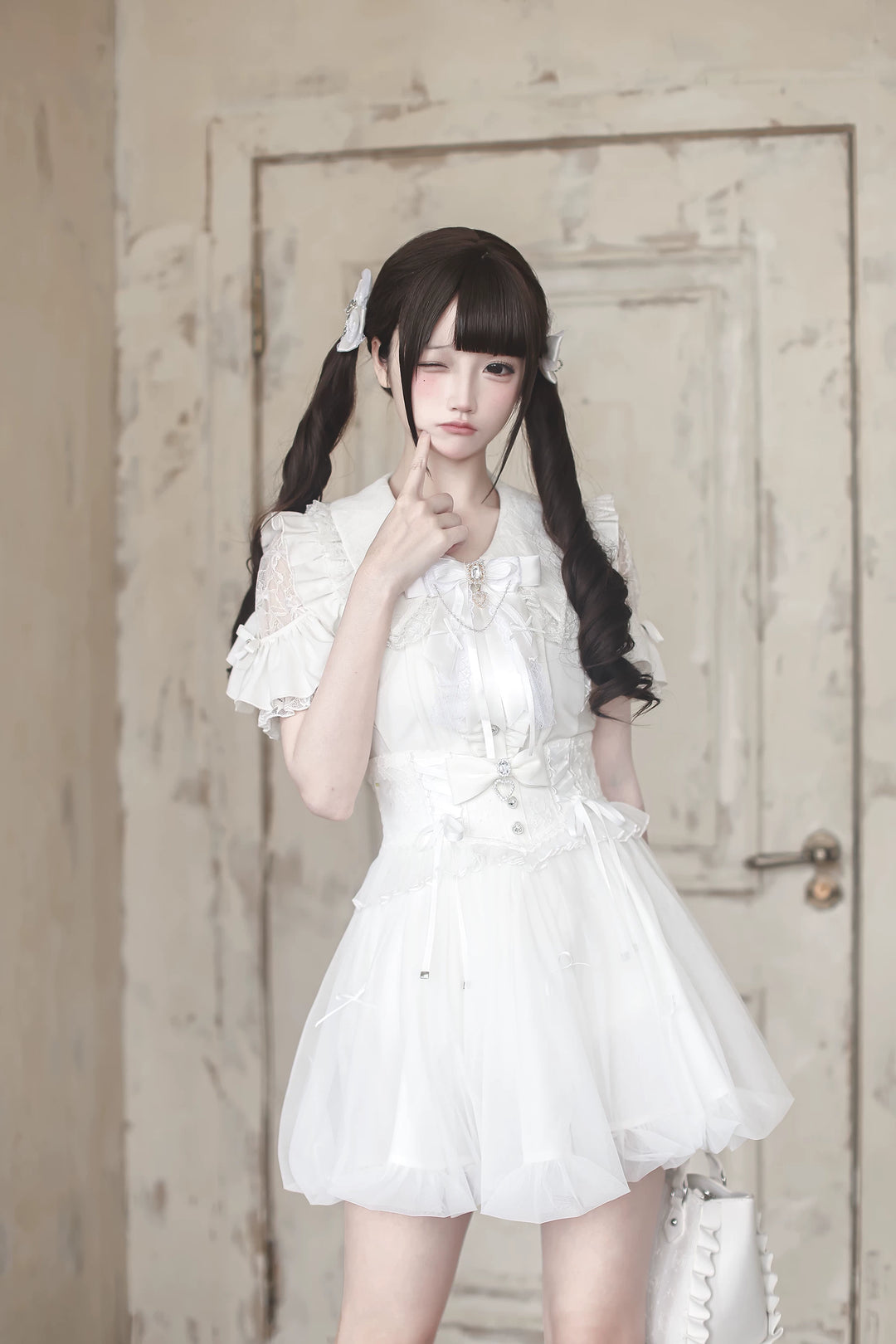 Jirai Kei Bubble Skirt, Rhinestone and Bows 45192:841901