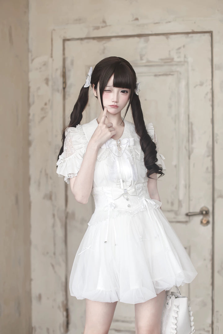 Jirai Kei Bubble Skirt, Rhinestone and Bows 45192:841901