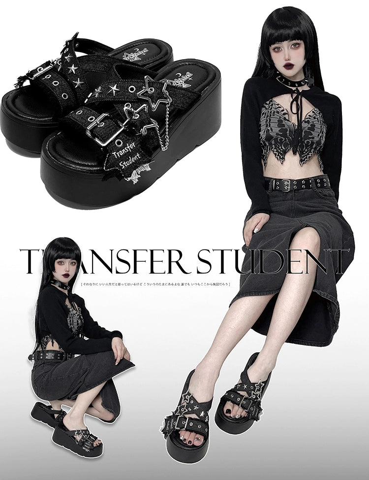 Y2K Shoes Starry Subculture Platform Sandals Punk Shoes 38048:596140