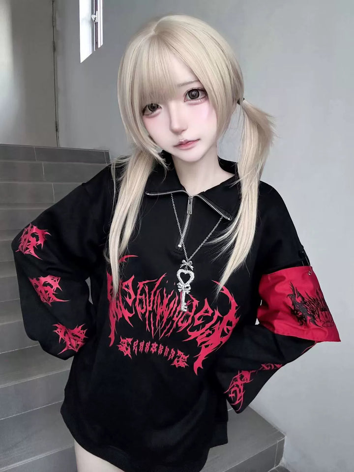 Gothic Printed Sweatshirt, Embroidery Armband 44220:804109
