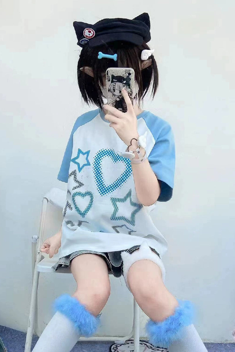 Jirai Kei Blue Cross Love T-Shirt Unisex Top 5Colors 29244:340574