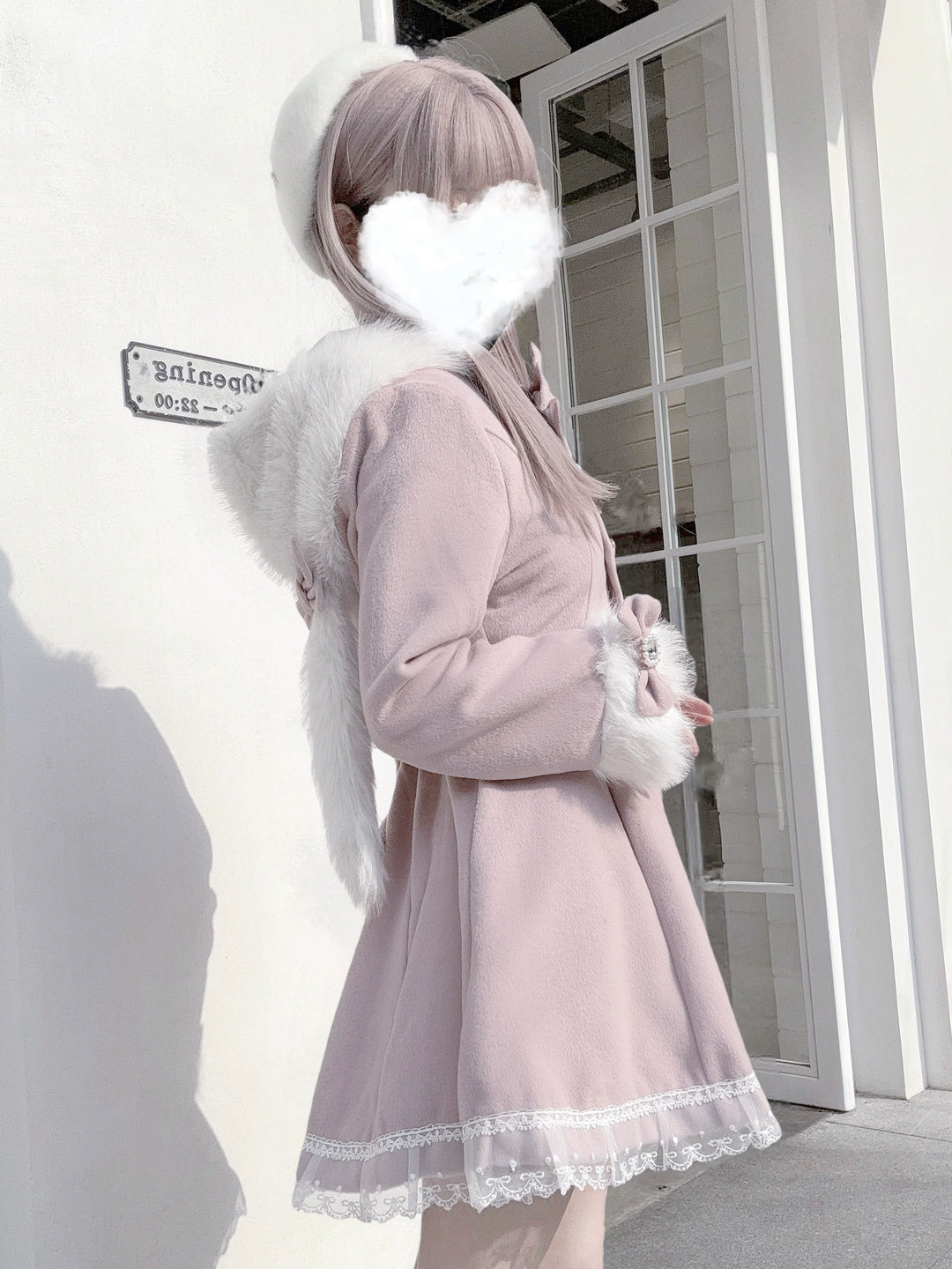 Ryousangata Pink Coat, Removable Bunny Ear Hood 44012:793132