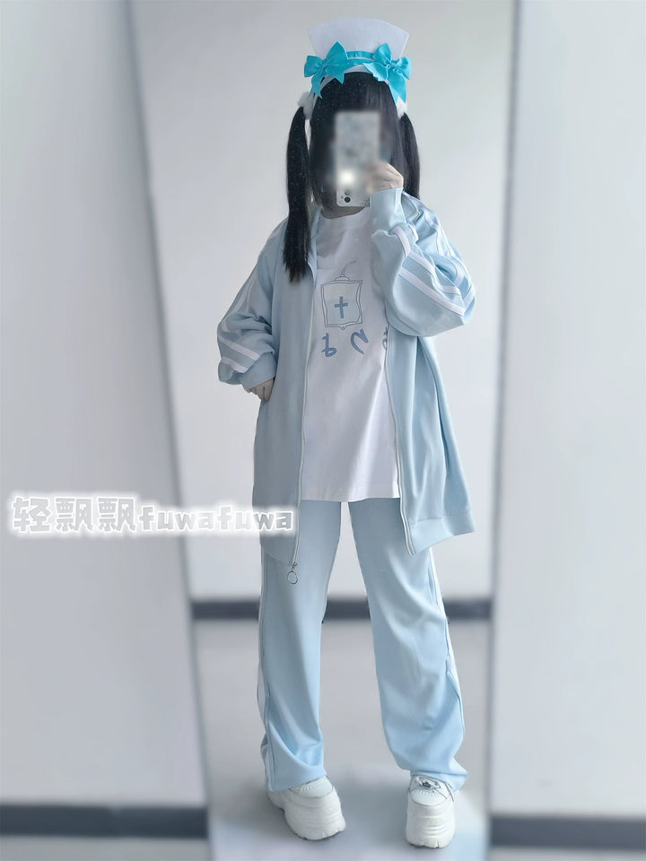 Tenshi Kaiwai Jersey Jacket, Water Blue Pants 44856:825630
