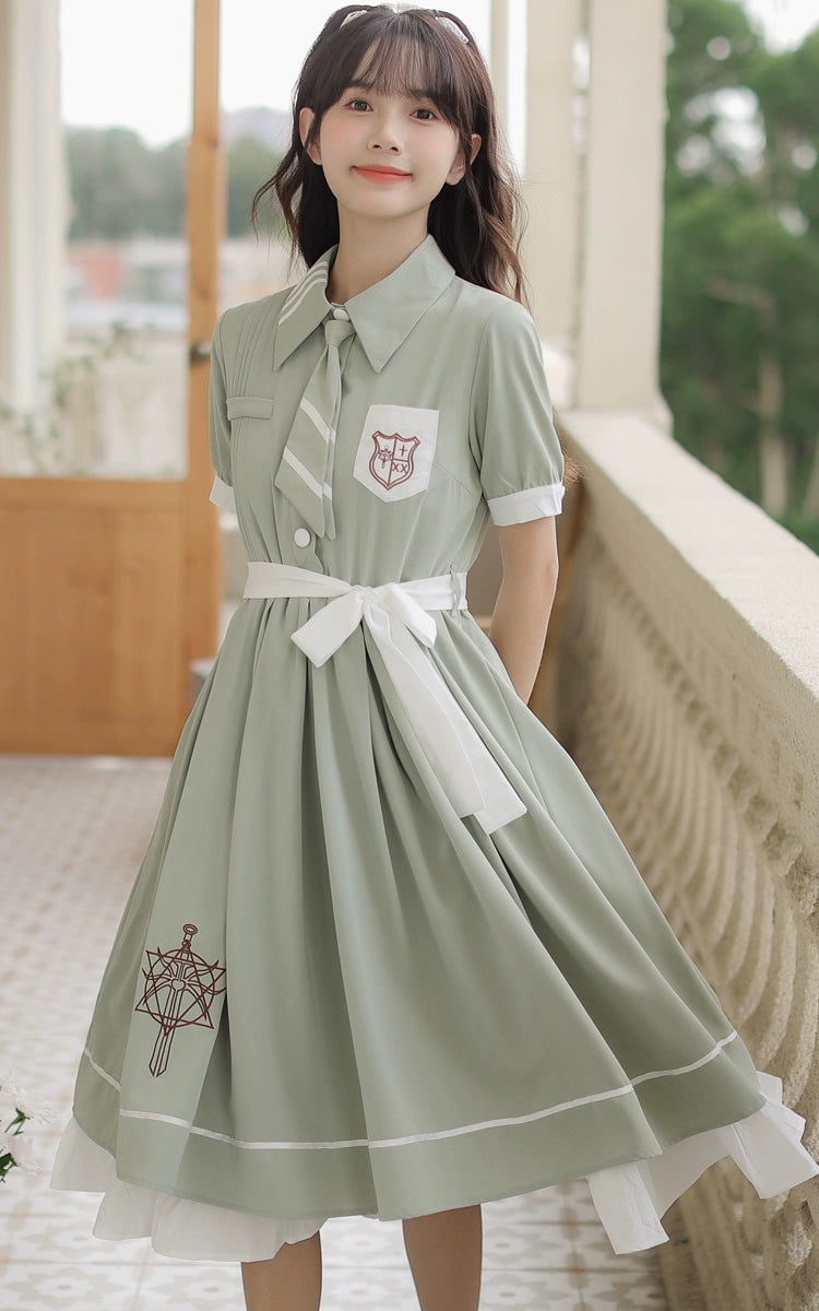 Preppy JK Uniform Dress A-line Princess Dress With Cape Multicolor (L M S XL) 42437:760993