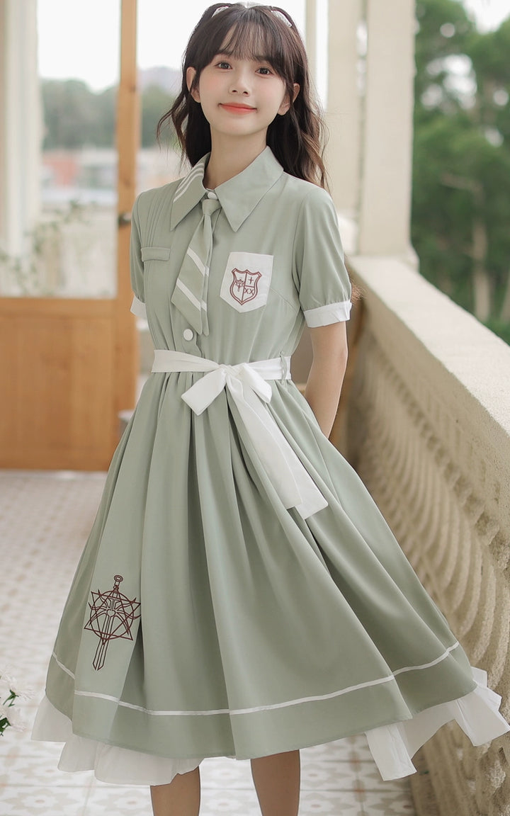 Preppy JK Uniform Dress A-line Princess Dress With Cape Multicolor (L M S XL) 42437:760993