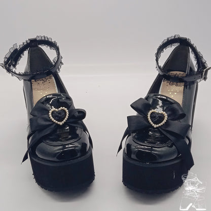 Jirai Kei Shoes High Heel Platform Shoes Lace Bow Shoes 37632:566716