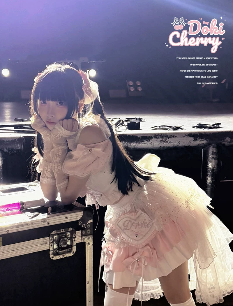 Chika Idol Outfit, Pink Heart-Decorated Top & Skirt 44770:827339