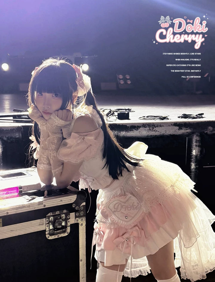 Chika Idol Outfit, Pink Heart-Decorated Top & Skirt 44770:827339