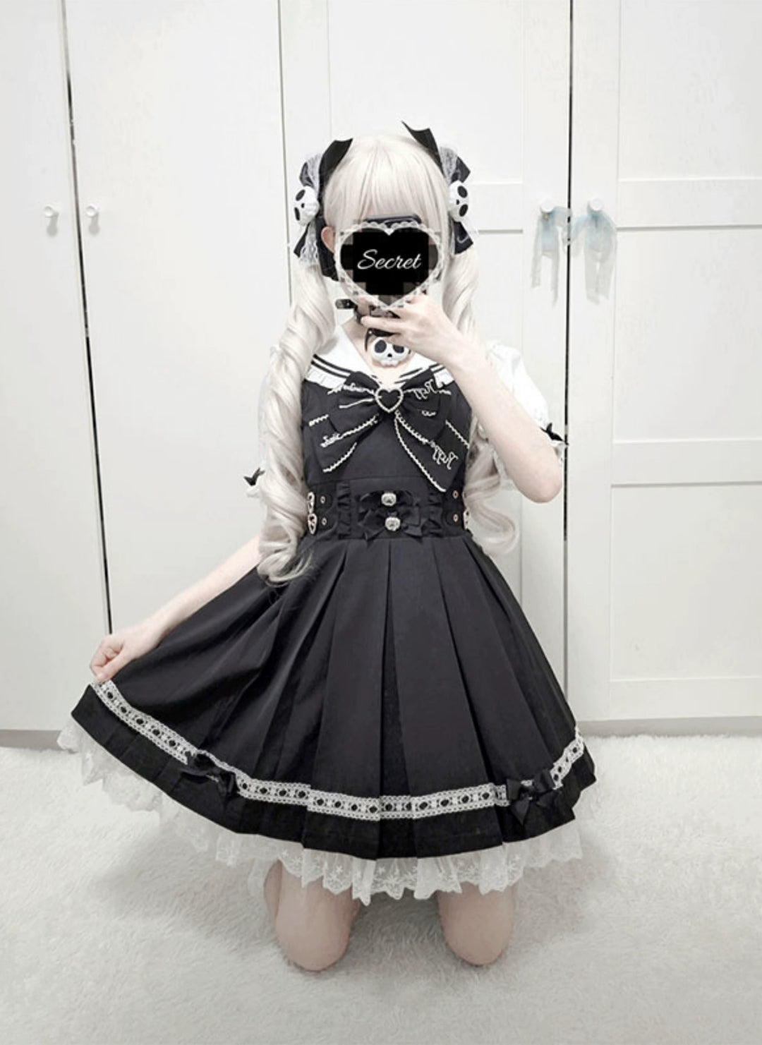 Sailor Collar Jirai Kei Dress With Detachable Bow 42978:760018