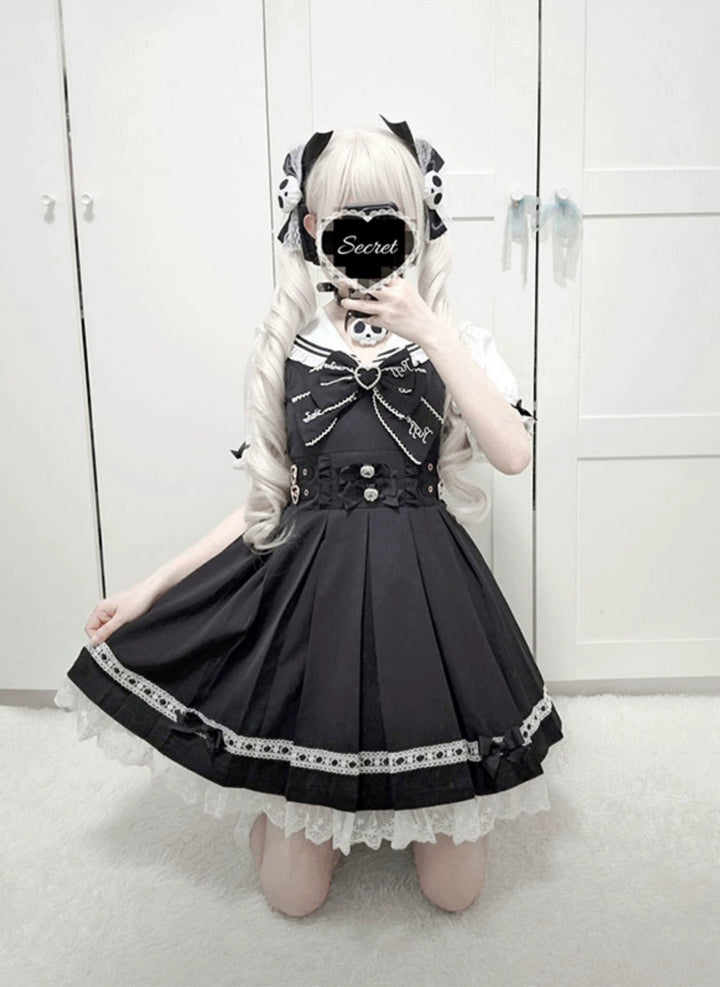 Sailor Collar Jirai Kei Dress With Detachable Bow 42978:760018