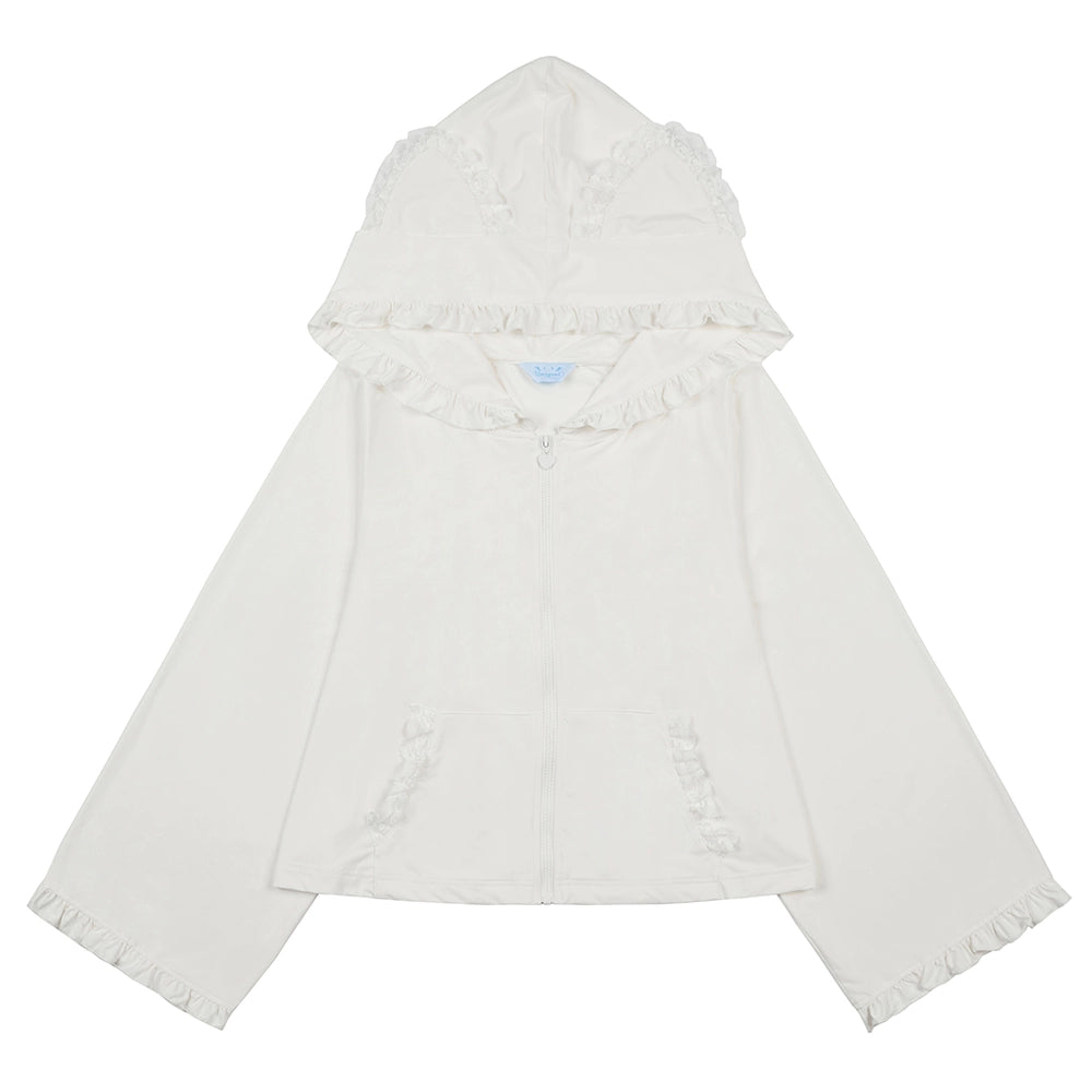 Jirai Kei Coat Sun-proof Jacket UPF50 Hoodie (White) 38510:592368