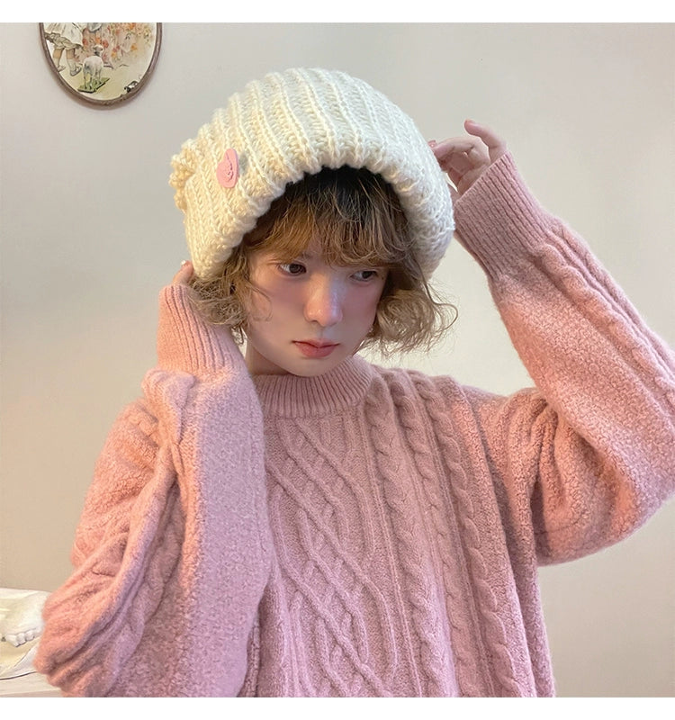 Warm Knitted Hat Thick Woolen Cap Winter Cold Hat 39338:620408