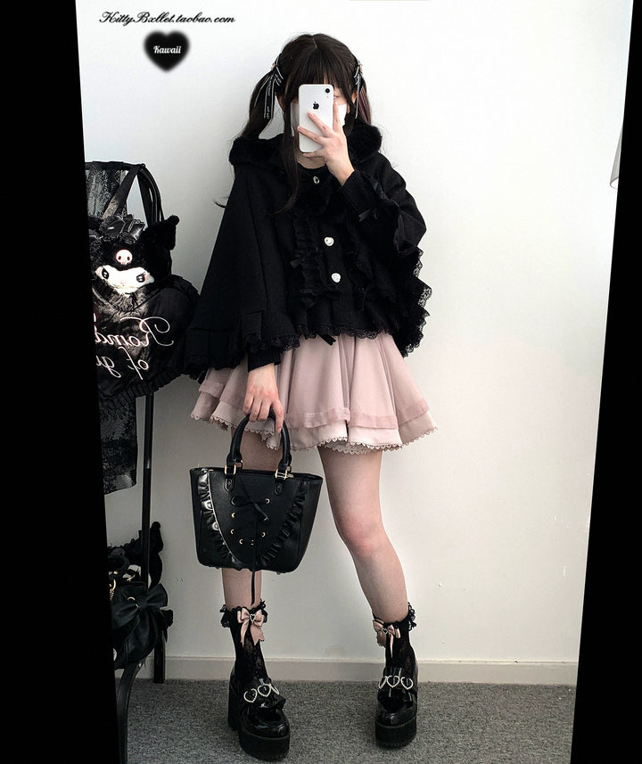 Sweet Style Winter Hooded Cape, Heart Rhinestone 42542:783456