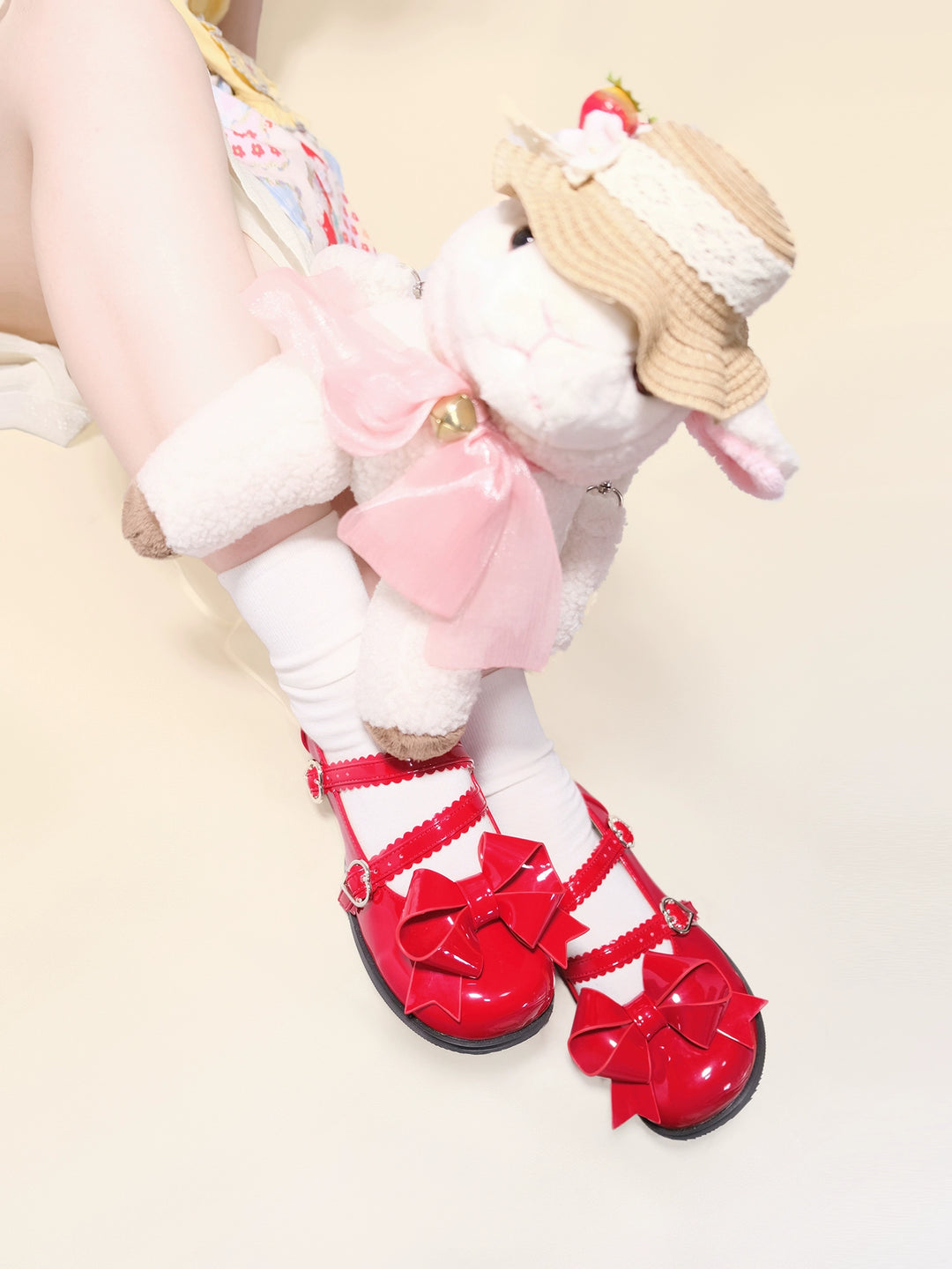 Lolita Shoes Round Toe Shoes Low-Mid Heels with Bow Lace 35268:490400 35268:490400