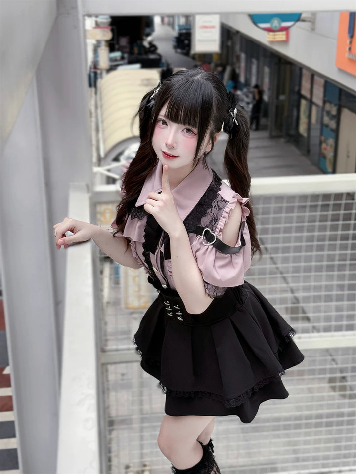 Jirai Kei Open Shoulder Blouse, Multi-Color Available 45424:848387