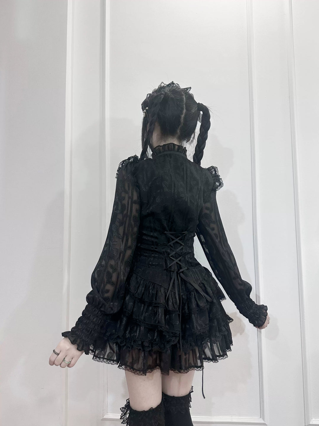 Jirai Kei Blouse & Bloomers Set, Ruffled Stand Collar 44959:831591