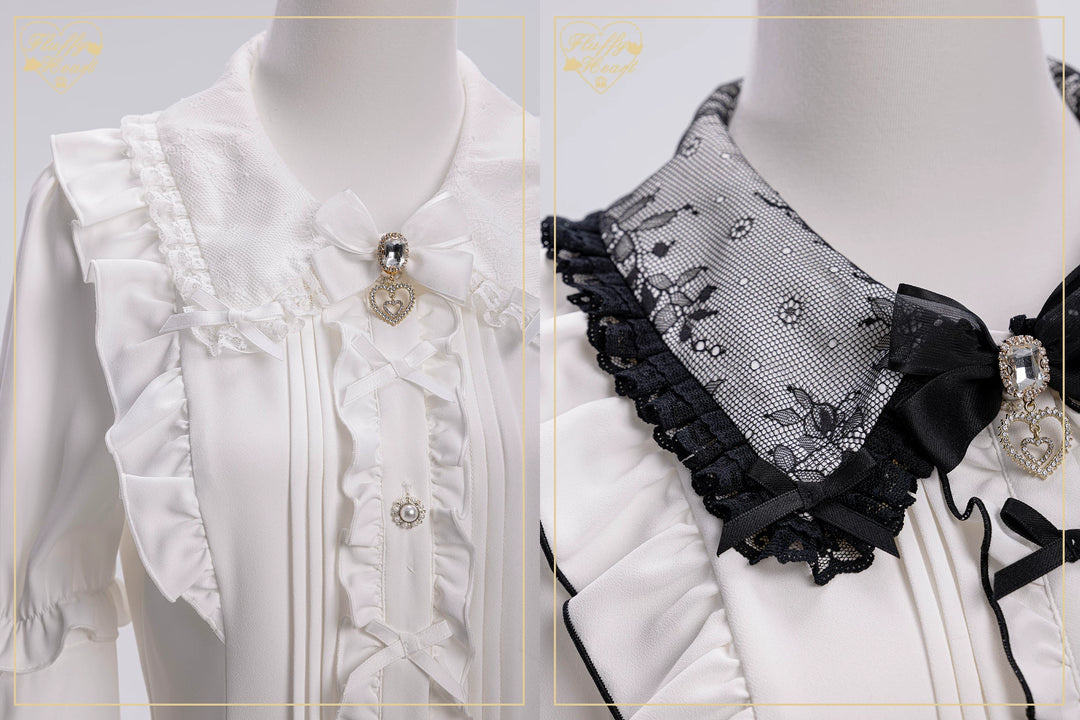 Jirai Kei Lace Collar Blouse, Detachable Sleeves 45226:842167