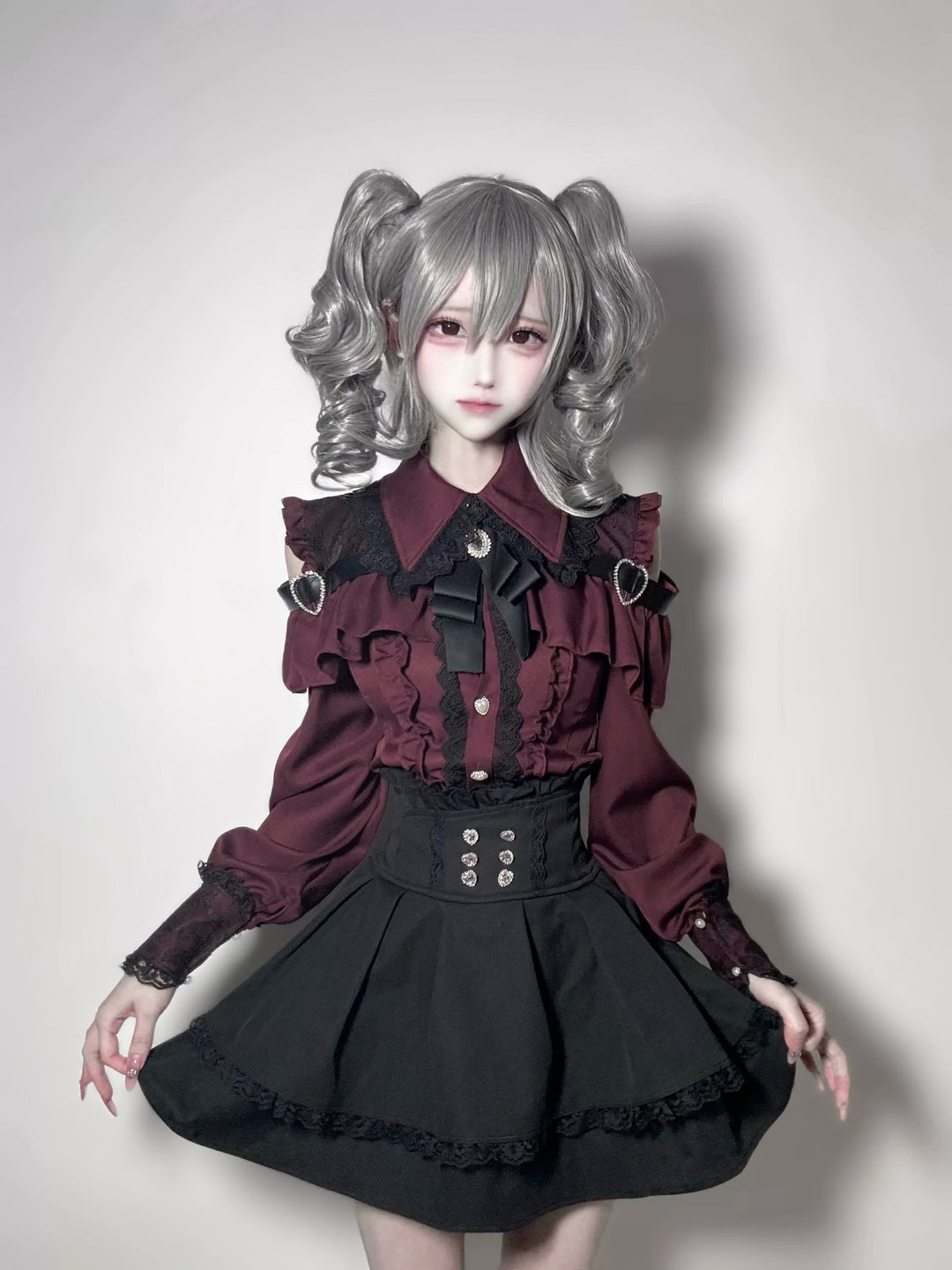 Jirai Kei Skirt Open Shoulder Blouse Set Multicolor (2XL L M S XL) 39874:821543