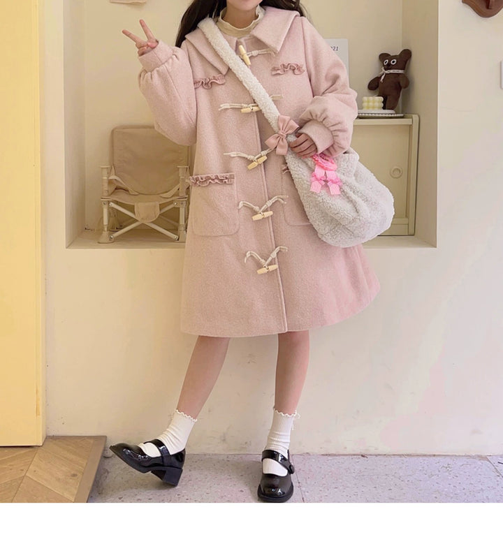 Kawaii Pink Yellow Beige Coat With Cow Horn Button 29450:347924 29450:347924