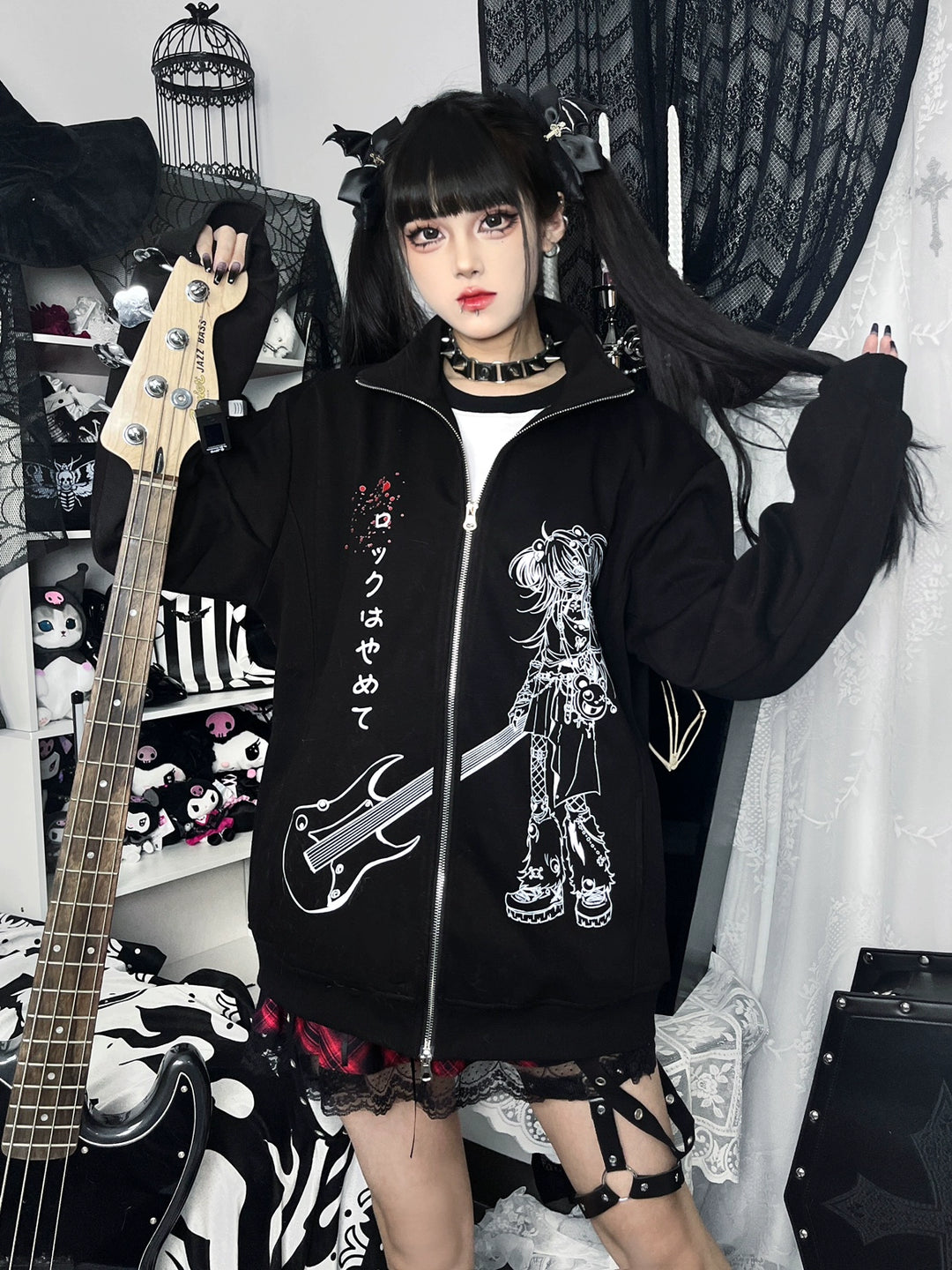 Yami Kawaii Hoodie Cotton Subculture Zip-up Jacket 35338:489128 35338:489128