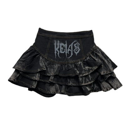 Gothic Puffy Skirt Subculture High Waist Denim Skirt (L M S) 37472:560762