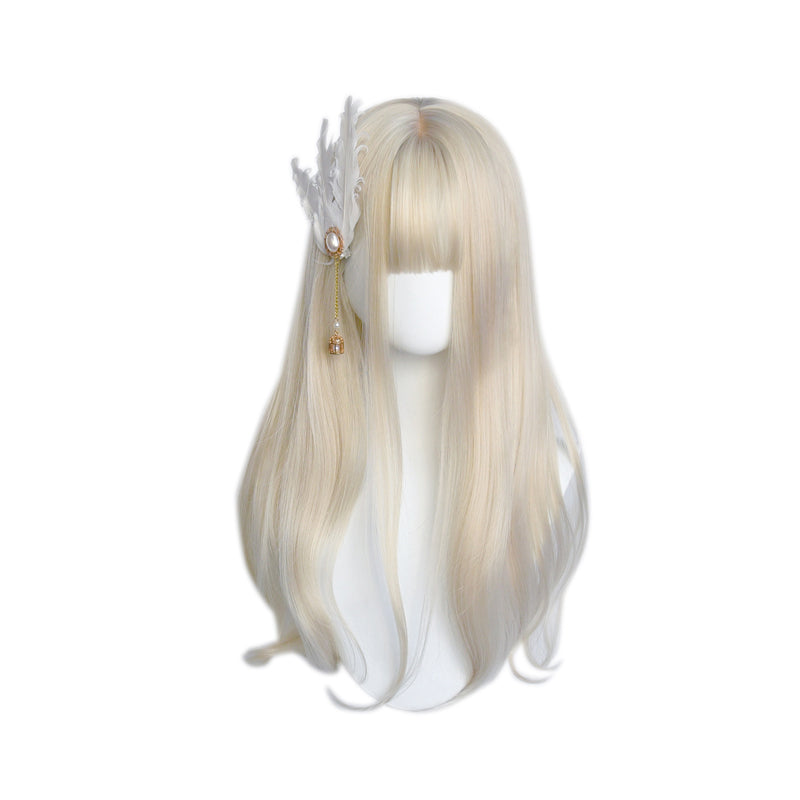 Kawaii Cream Beige Long Curly Wig 21876:315272