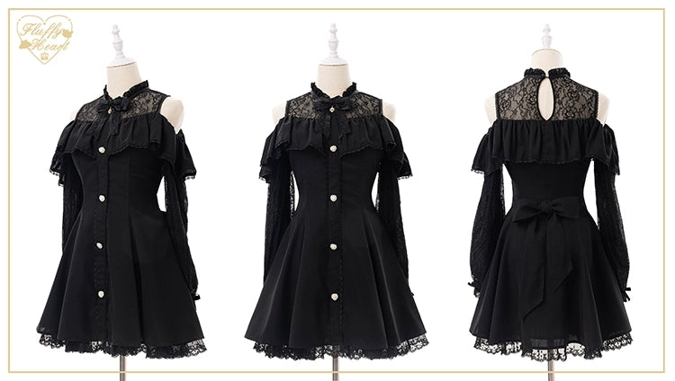 Jirai Kei Dress Set Ryousangata Dress Drop Shoulder Dress 37122:551980