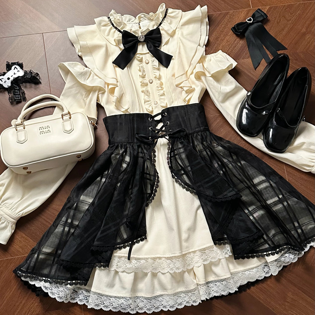 Seiso Kei Open Shoulder Dress, Overlay Set 44976:832119