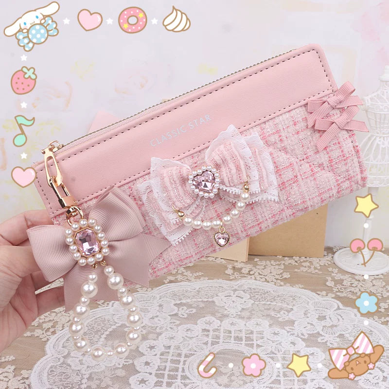 Ryousangata Rhinestone Wallet, Pom-Pom Pendant 45068:839570