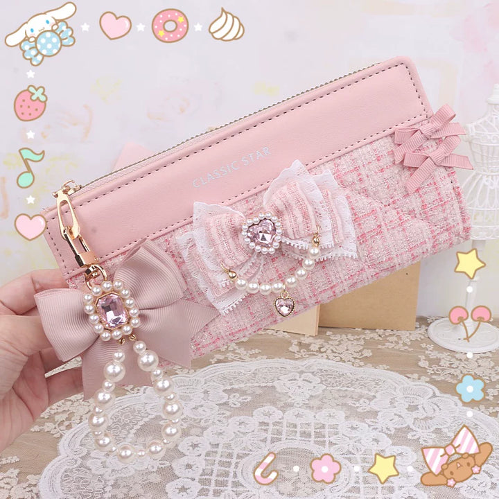 Ryousangata Rhinestone Wallet, Pom-Pom Pendant 45068:839570