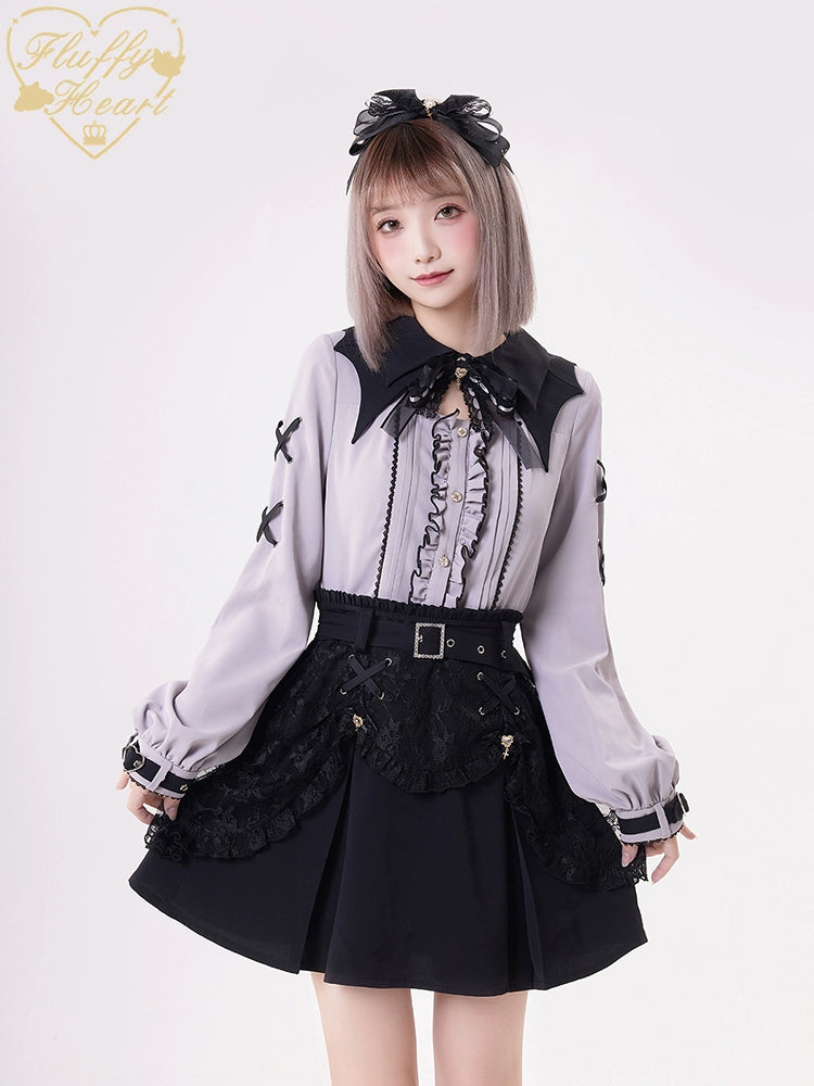Jirai Kei Black Purple Skirt With Double Layer 21940:350850