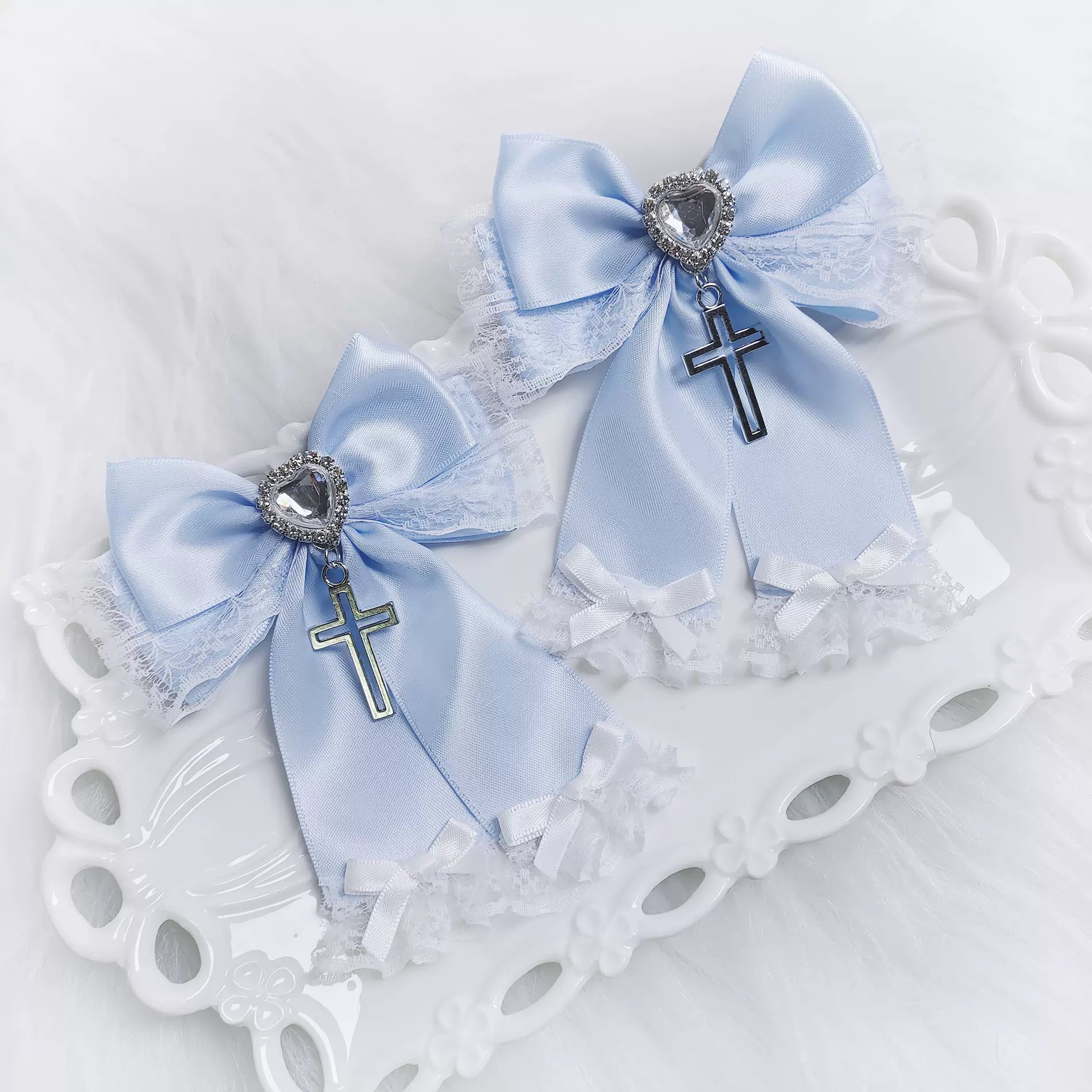 Jirai Kei Hair Pin Rhinestone Hair Clip Bow Lolita Headdress