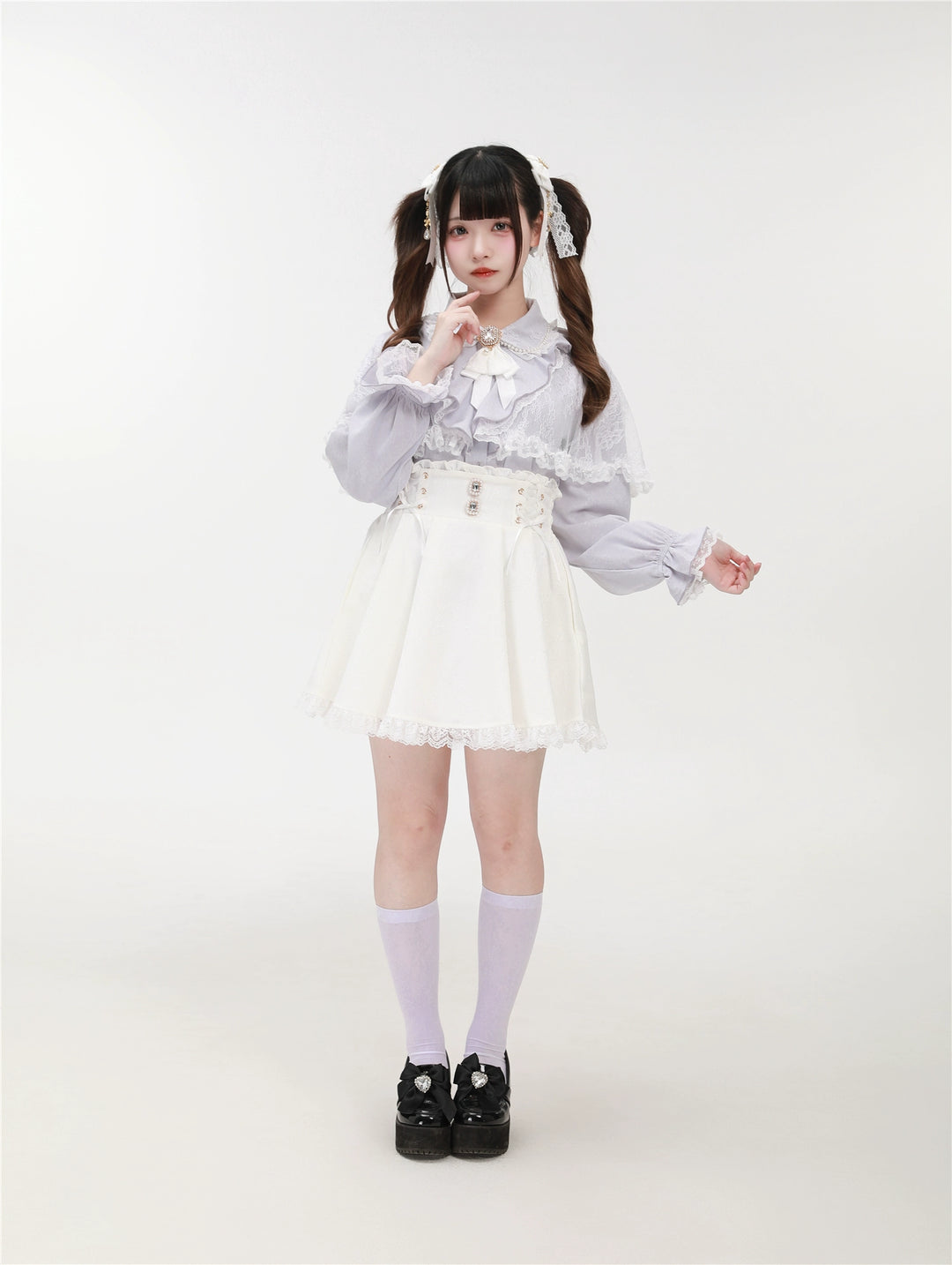 Patterned Ryousangata Suspender Skirt with Hidden Pockets 42892:757583