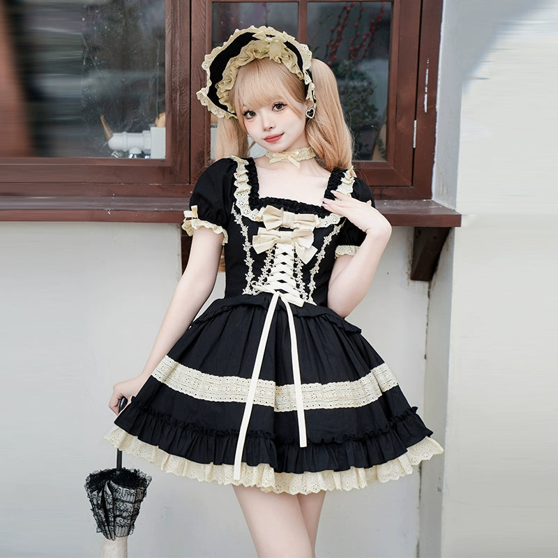 Classic Lolita Dress Black OP Versatile Detachable 6-Piece Set 37256:556506