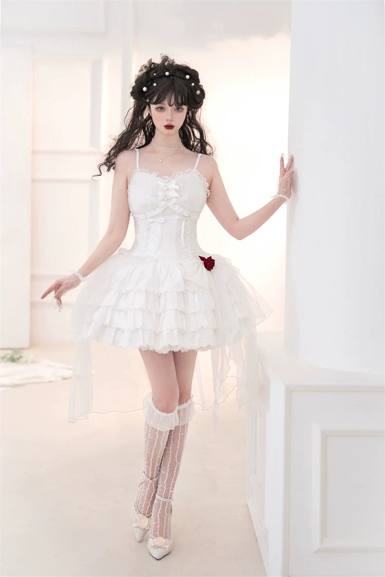 Gothic Lolita Dress Black White Corset Dress Rose JSK 36472:515988