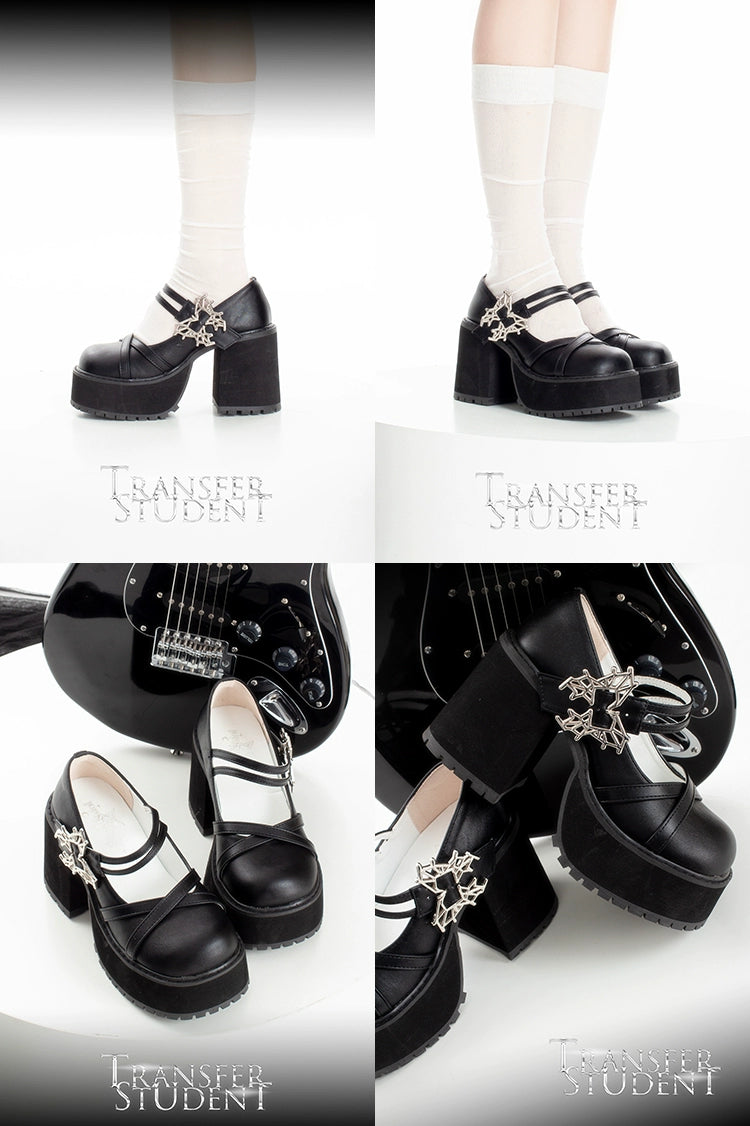 Black White Platform Shoes Mary Jane Shoes 29718:366960 29718:366960